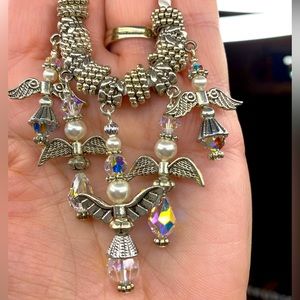 Beaded Angel Necklace with Twisted Rope Chain